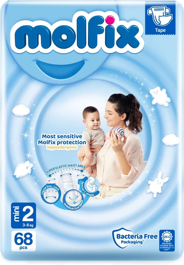 Premium Luiers Maat 2 Mini (3-6 KG) - 68 luiers - Ultra Absorberend, Huidvriendelijk, Perfecte Pasvorm