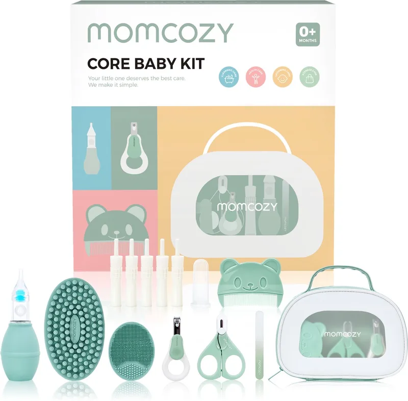 All-in-1 Core – Baby Verzorgingsset – Compleet – Met Nagel- en Haarverzorging van Momcozy in Groen – productfoto