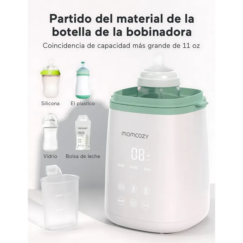 Flessenwarmer 6-in-1 – Melk & Babyvoeding – 24u Warmhouden – Voor Flessen, Potjes & Zakjes von Momcozy in Weiß, Grün – Produktfoto 5 von 6