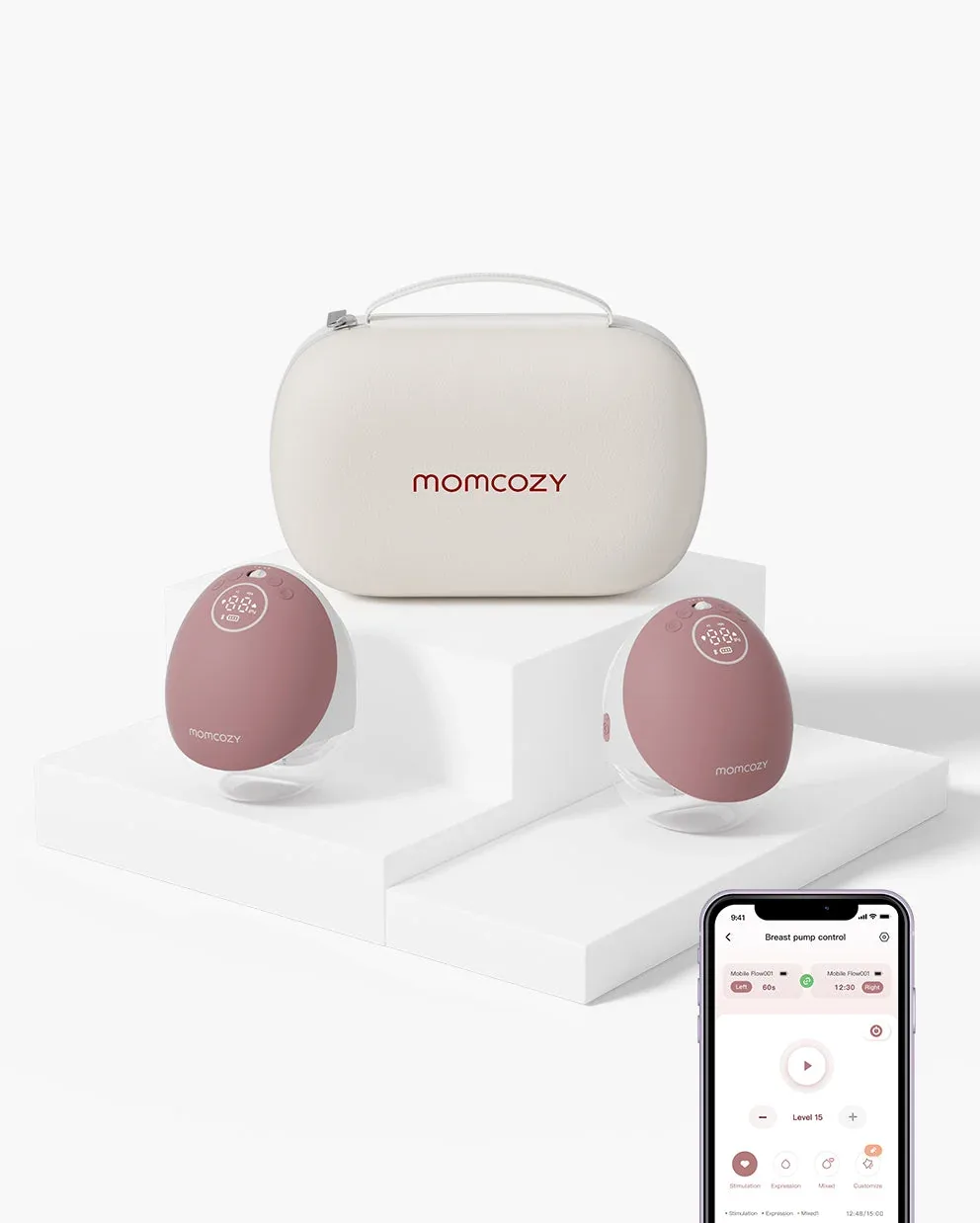 Mobile Flow™ Freihändige Milchpumpe | M9 | Stil: Doppelt | Farbe von Momcozy in Gemütliches Rot – Produktfoto