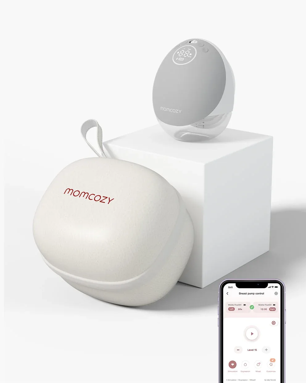 Mobile Flow™ Freihändige Milchpumpe | M9 | Stil: Einzeln | Farbe de Momcozy en Federkielgrau – photo produit