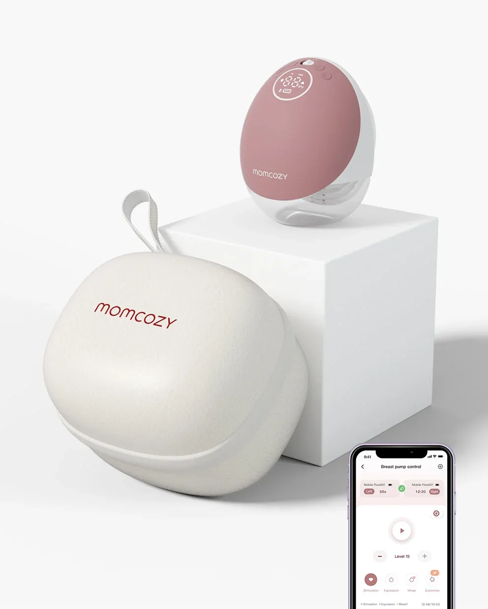 Mobile Flow™ Freihändige Milchpumpe | M9 | Stil: Einzeln | Farbe von Momcozy in Gemütliches Rot – Produktfoto