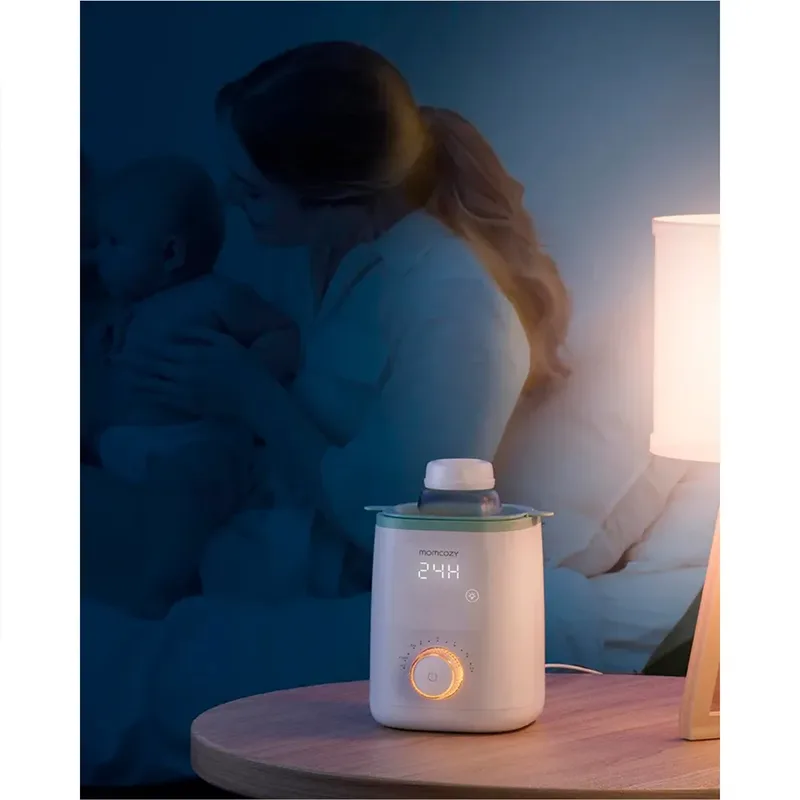 MW02 Analoge Flessenverwarmer – Waterbad Verwarming voor Babyfles en Potjes – Met Verlichting & Warmhoudfunctie von Momcozy in Weiß, Grün – Produktfoto 5 von 6
