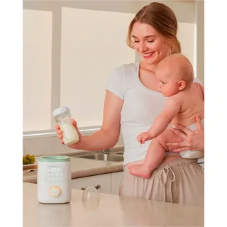 MW02 Analoge Flessenverwarmer – Waterbad Verwarming voor Babyfles en Potjes – Met Verlichting & Warmhoudfunctie von Momcozy in Weiß, Grün – Produktfoto 6 von 6