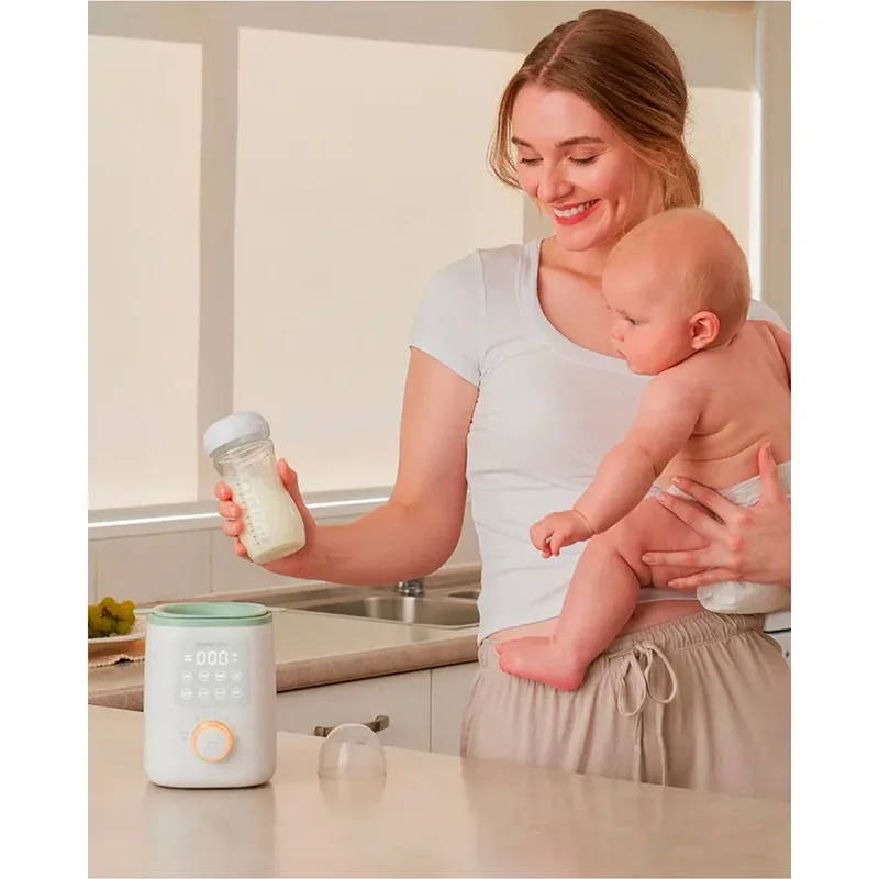 MW02 Analoge Flessenverwarmer – Waterbad Verwarming voor Babyfles en Potjes – Met Verlichting & Warmhoudfunctie von Momcozy in Weiß, Grün – Produktfoto 6 von 6