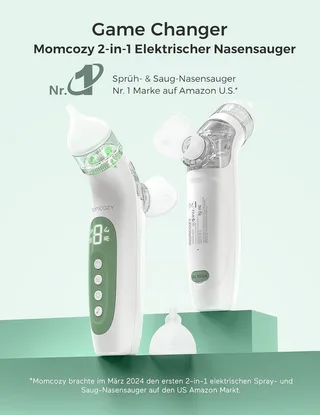 Nasensauger BreezyClear 2-in-1 Elektrischer Nasensauger mit Sprüh und Saugfunktion de Momcozy en Blanc – photo produit 4 sur 5