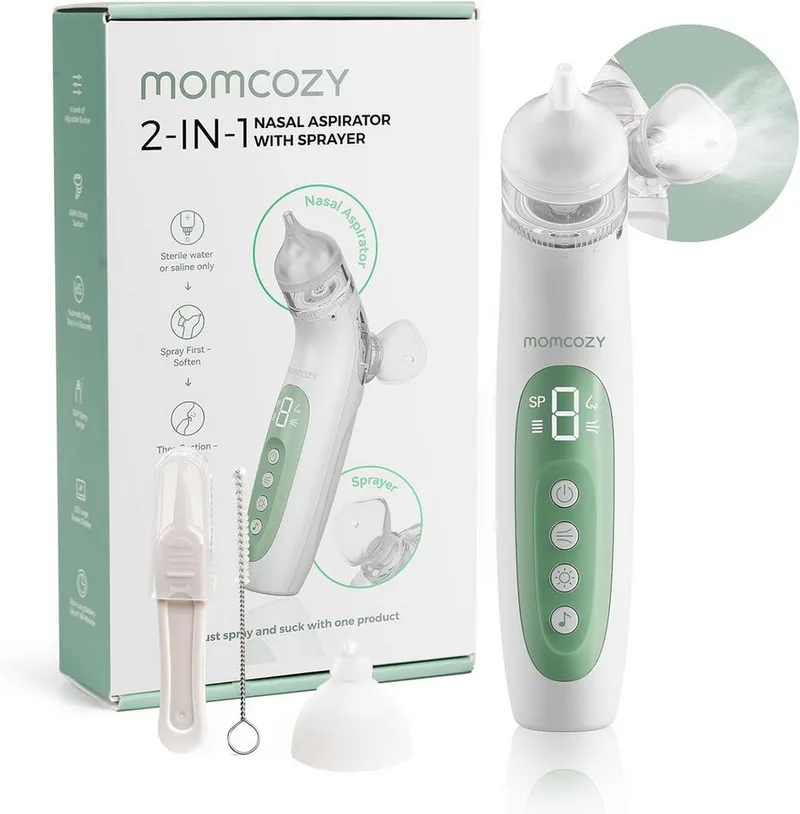 Nasensauger BreezyClear 2-in-1 Elektrischer Nasensauger mit Sprüh und Saugfunktion de Momcozy en Blanc – photo produit 3 sur 5