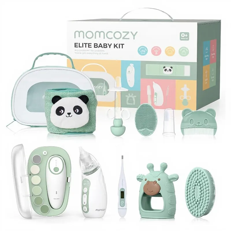 Premium Baby-Pflege-Set mit elektrischem Nagelfräser, Nasensauger, Wärmewickel, Babythermometer & mehr, Geschenke für Mütter von Momcozy – Produktfoto