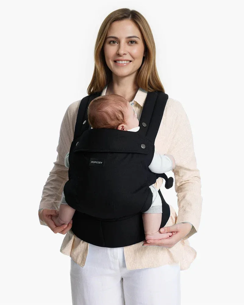 PureHug Babytrage - Ergonomisch, gemütlich und federleicht | Stoff: Baumwolle | Farbe fra Momcozy i Sort – produktbillede