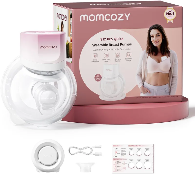 S12Pro Quick Handsfree Borstkolf - 1 stuk - Extra stil en compact - Elektrisch - Oplaadbaar - Roze/Wit - S12Pro+ van Momcozy in Roze – productfoto
