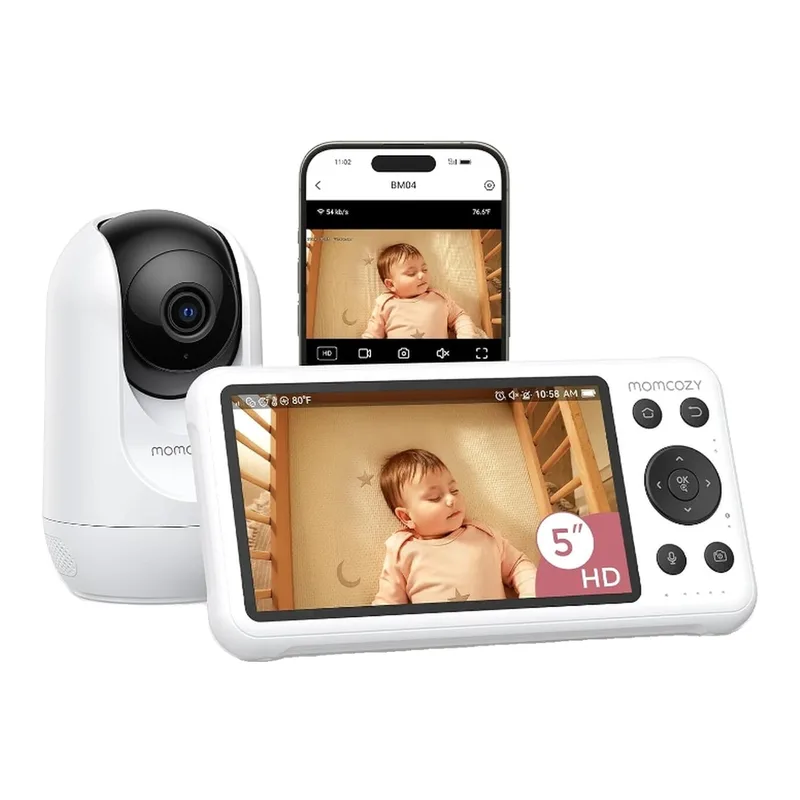 slimme wifi-babyfoon, 5 inch 1080p-camera, bewegings-/huildetectie, nachtzicht, tweerichtingsspraak, cadeaus voor moeder de Momcozy – photo produit