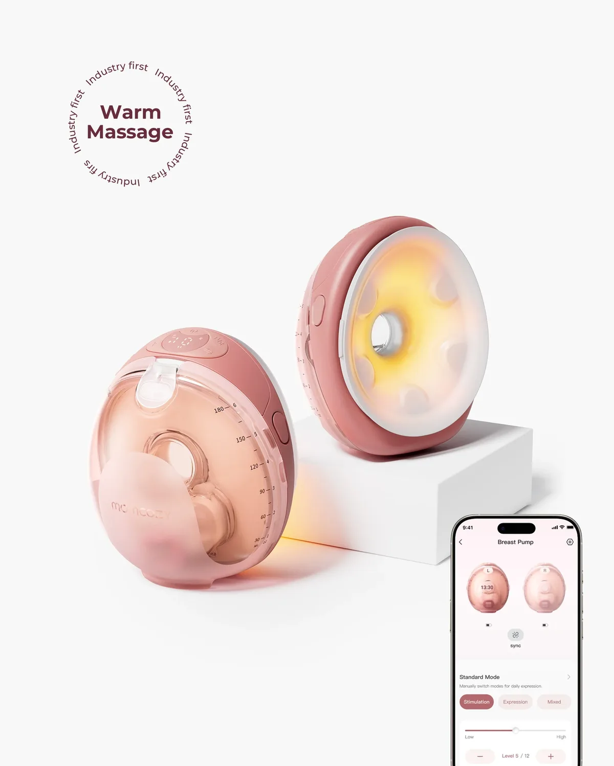 Wellness 1 Tragbare Milchpumpe mit Wärmemassage von Momcozy – Produktfoto