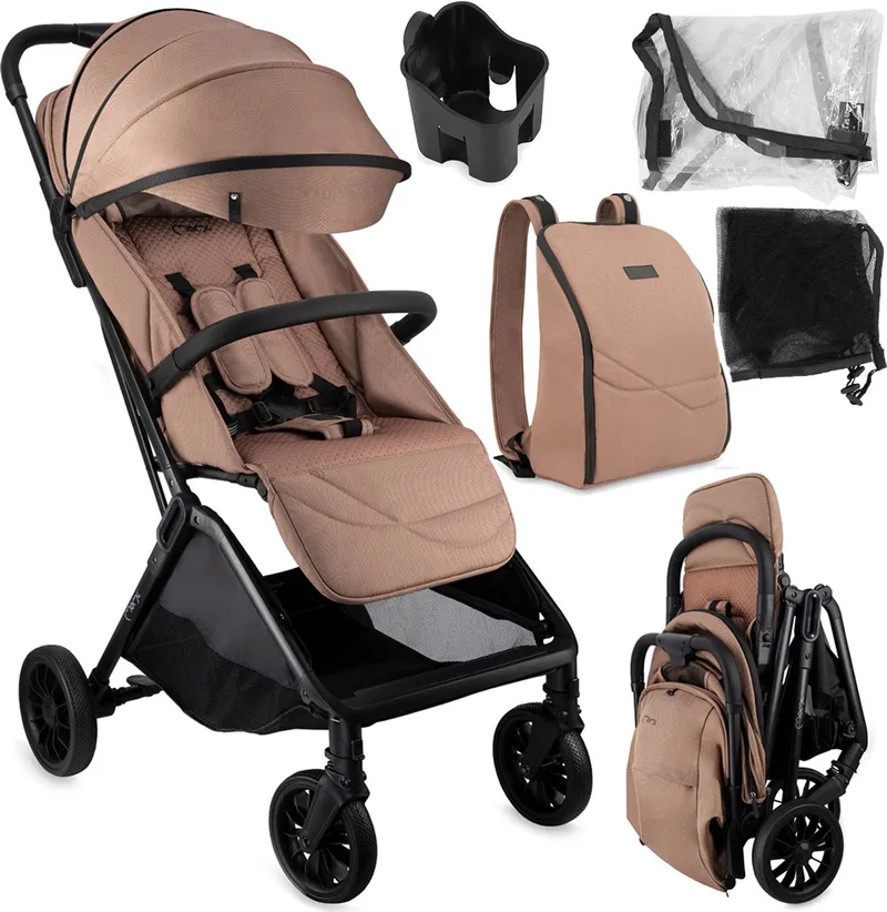 ANDREA Kinderwagen - Automatisch Inklapbaar - Lichtgewicht 7,3 kg - Tot 22 kg - Lichtbruin van MoMi in Bruin – productfoto