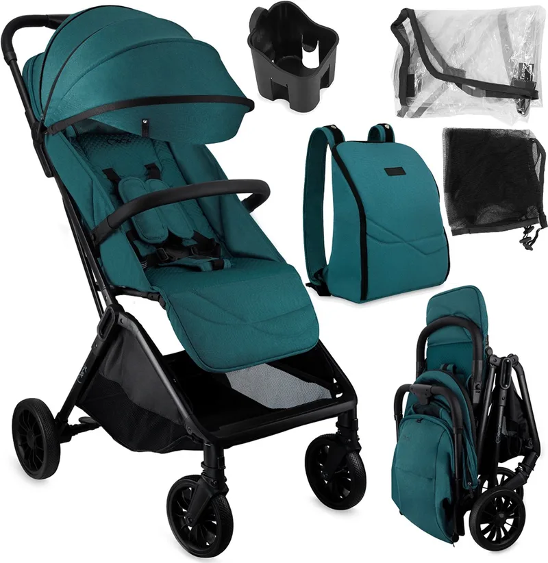 ANDREA Kinderwagen - Automatisch Inklapbaar - Lichtgewicht 7,3 kg - Tot 22 kg van MoMi in Turquoise – productfoto