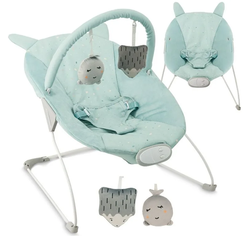 Babywippe GLOSSY, mit Vibration, Musik und Spielbogen by MoMi in Blue – product photo