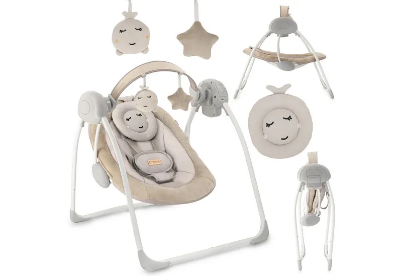 Babywippe Liss, elektrisch mit 5 Stufen, Timer und 6 Melodien van MoMi in Beige – productfoto