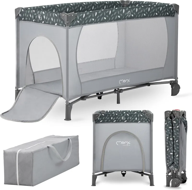 BeLove Campingbedje - Reisbedje - Snel Opvouwbaar - Met Zij-ingang & Transporttas - Tot 15 kg van MoMi in Grijs – productfoto