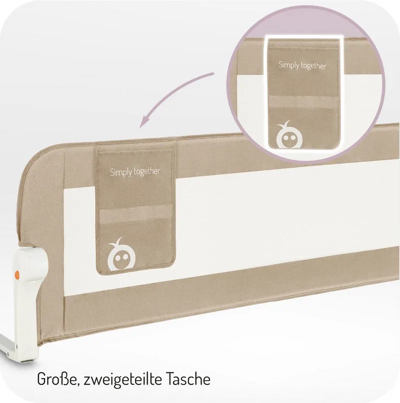 Bettschutzgitter Lexi Plus SM, Absenkbar mit Sicherheitsverriegelung und Montagegurten van MoMi in Beige – productfoto 4 van 5