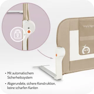 Bettschutzgitter Lexi Plus SM, Absenkbar mit Sicherheitsverriegelung und Montagegurten van MoMi in Beige – productfoto 3 van 5