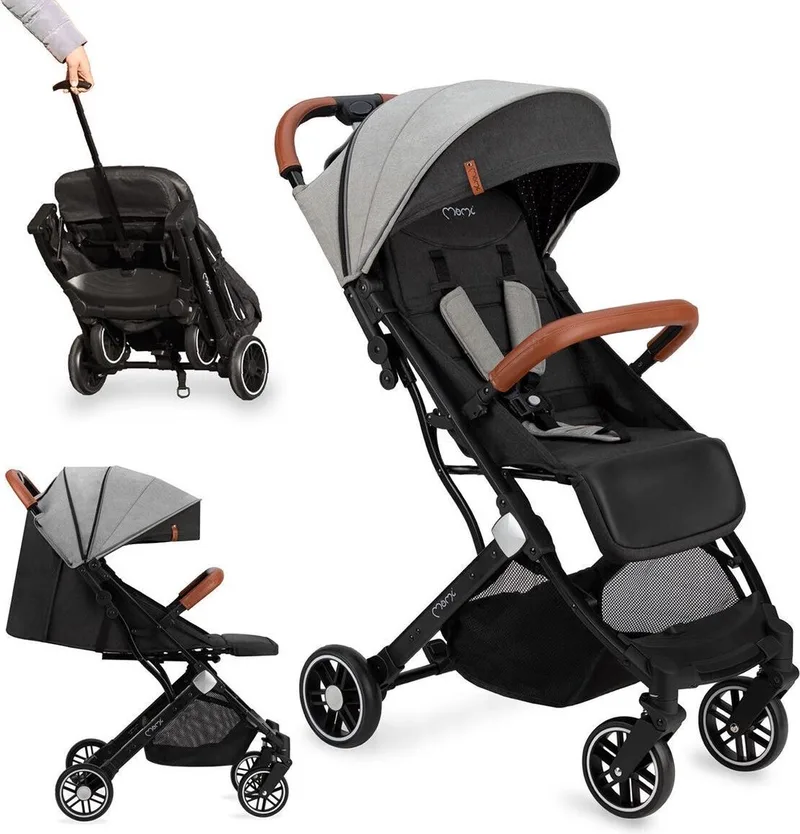 Estelle Kinderwagen - Lichtgewicht Buggy - Compact Opvouwbaar - Met Verstelbare Rugleuning - Reisbuggy 6+ Maanden van MoMi in Grijs – productfoto