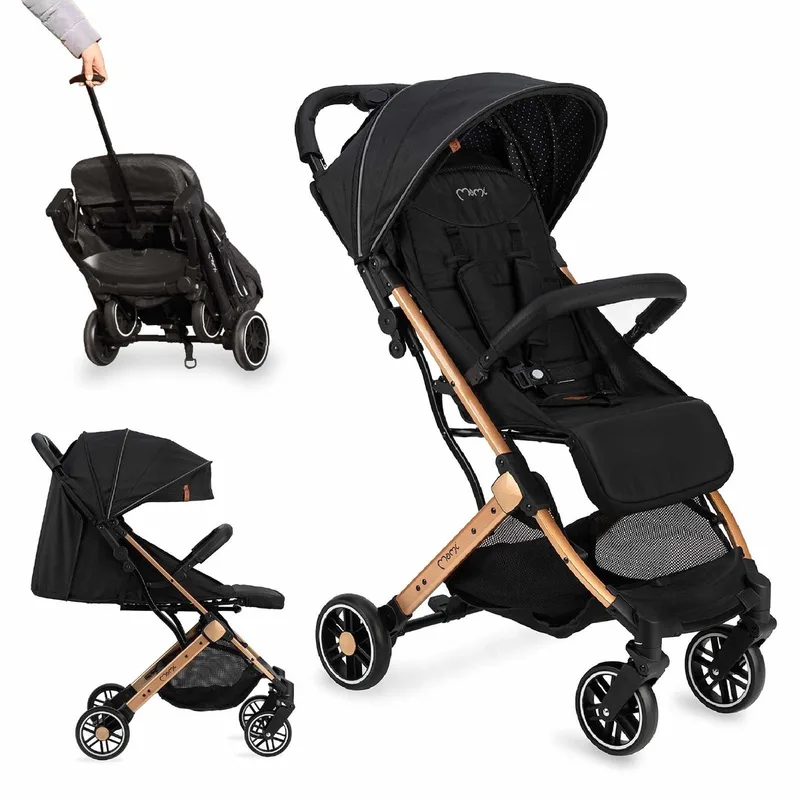 Estelle Kinderwagen - Lichtgewicht Buggy - Compact Opvouwbaar - Met Verstelbare Rugleuning - Reisbuggy 6+ Maanden van MoMi in Zwart – productfoto