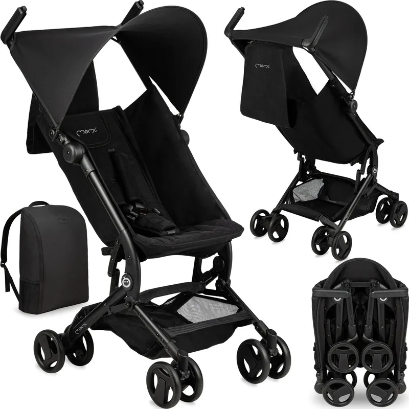 GRACE Buggy - Inclusief Rugzak - Compact Opvouwbaar - Lichtgewicht Reisbuggy - Tot 15 kg van MoMi in Zwart – productfoto