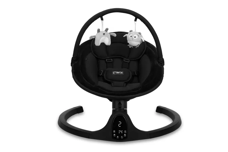 Kenani Onyx - Elektrische Babyschommel - Bluetooth - Afstandsbediening - 5 Schommelsnelheden von MoMi in Schwarz – Produktfoto 2 von 4