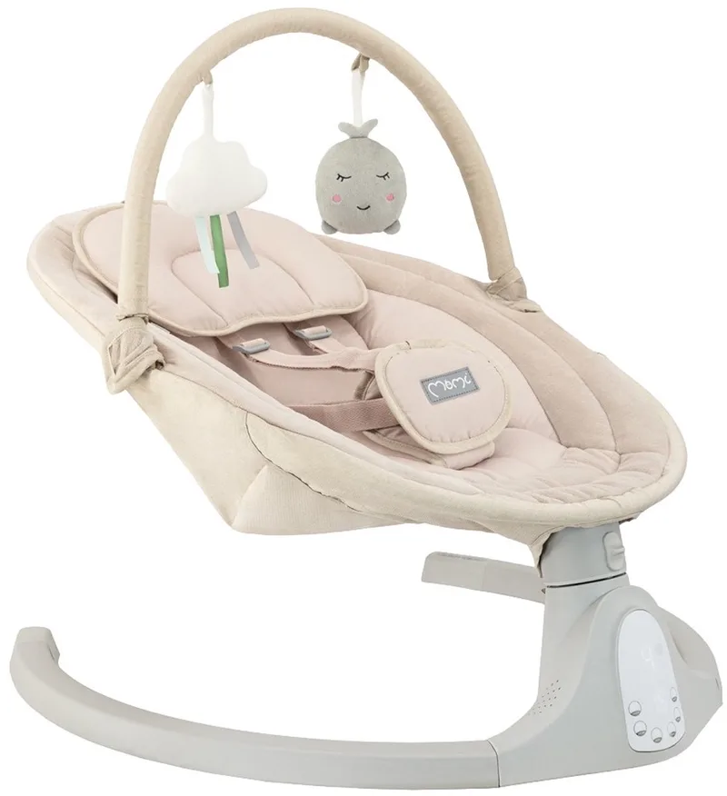 Kenani Onyx - Elektrische Babyschommel - Bluetooth - Afstandsbediening - 5 Schommelsnelheden - Beige van MoMi in Zand – productfoto