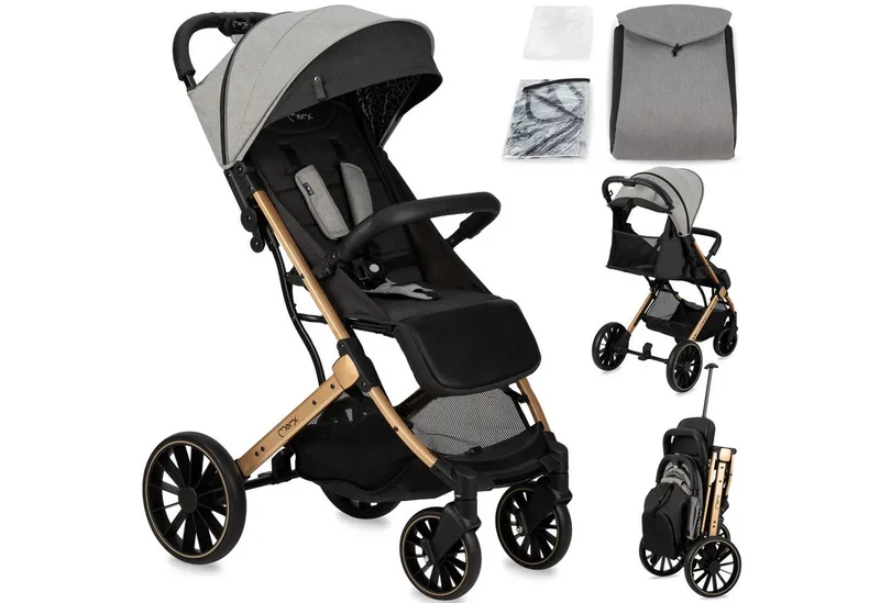 Kinder-Buggy Estelle Dakar, Einhand-Faltsystem mit Trolley-Funktion & 4-Rad-Federung van MoMi in Grau – productfoto