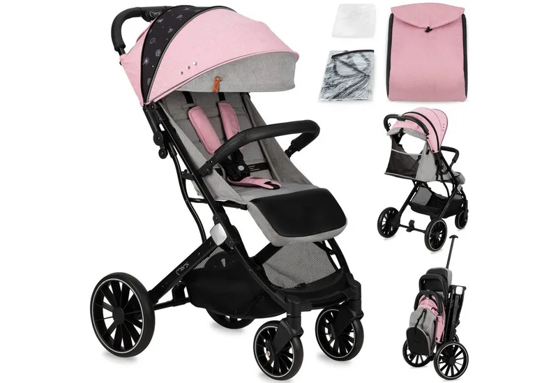 Kinder-Buggy Estelle Dakar, Einhand-Faltsystem mit Trolley-Funktion & 4-Rad-Federung van MoMi in Rosa – productfoto