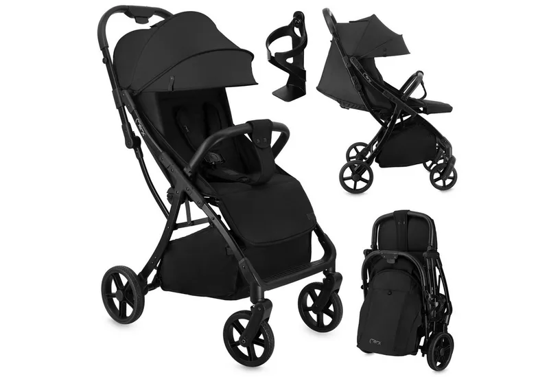 Kinder-Buggy Paola, Automatisch faltbar & vollgefedert bis 22 kg van MoMi in Schwarz – productfoto