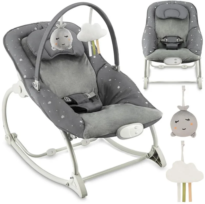 LAPIS - Babywipstoel - Wipstoel met Vibratie en Melodieën - Verstelbare Rugleuning by MoMi in Donkergrijs – product photo