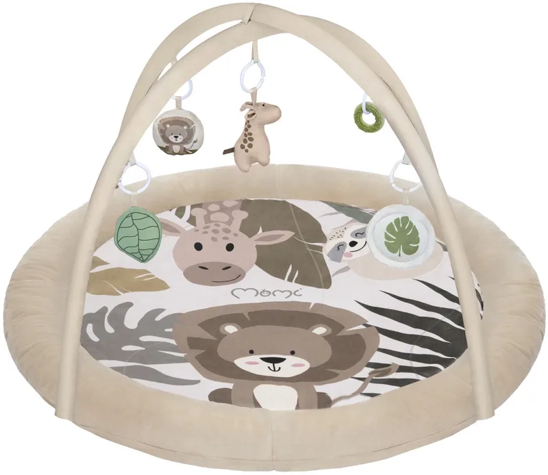 Luani Beige 93 x 93 cm Rond Speelkleed de MoMi en Beige, Blanc, Vert – photo produit