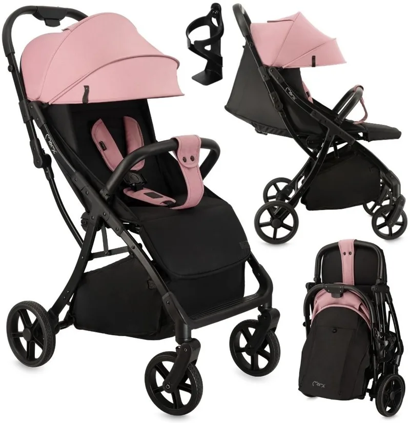 PAOLA - Compacte Buggy - Automatisch Opvouwbaar - Verstelbare Rugleuning van MoMi in Roze – productfoto