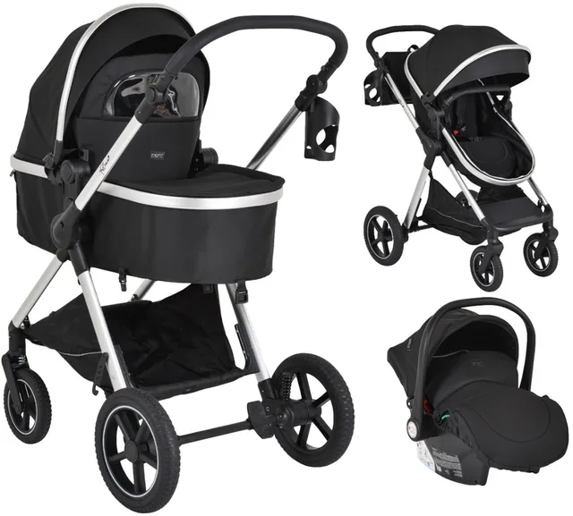 Alina Black Onyx 3-in-1 Combi Kinderwagen met i-Size Autostoel