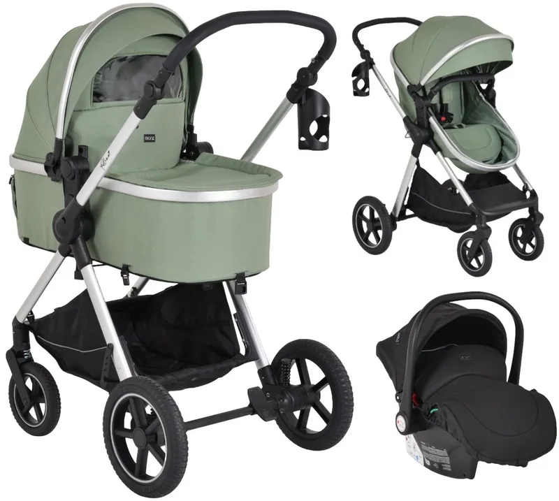 Alina Dark Green 3-in-1 Combi Kinderwagen met i-Size Autostoel van Moni in Groen – productfoto