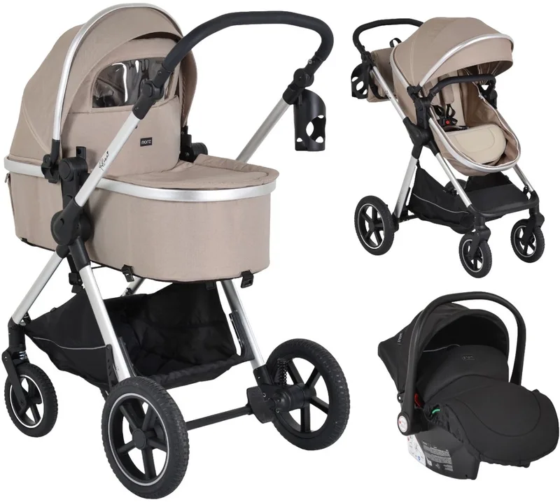 Alina Seed Pearl 3-in-1 Combi Kinderwagen met i-Size Autostoel van Moni in Beige – productfoto