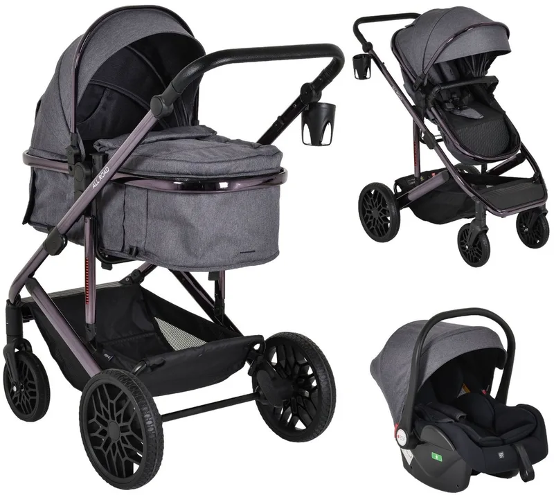 All Road Grey 3-in-1 Combi Kinderwagen met i-Size Autostoel van Moni in Groen – productfoto