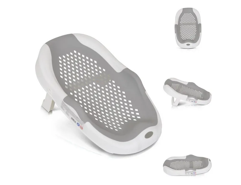 Babybadewanne Meshy, (1-tlg), faltbarer Stützfuß, rutschfest, Wanneneinlage, Wasserablauflöcher van Moni in Grau – productfoto