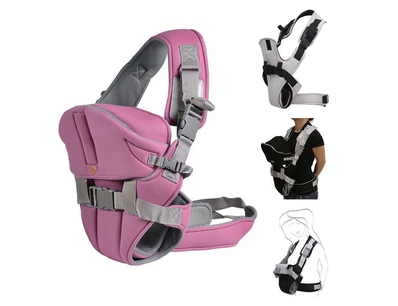 Babytrage Carry go 2 in 1, Bauchtrage, Hüfttrage, abnehmbare Kopfstütze, Stillposition, 13 kg van Moni in Rosa – productfoto