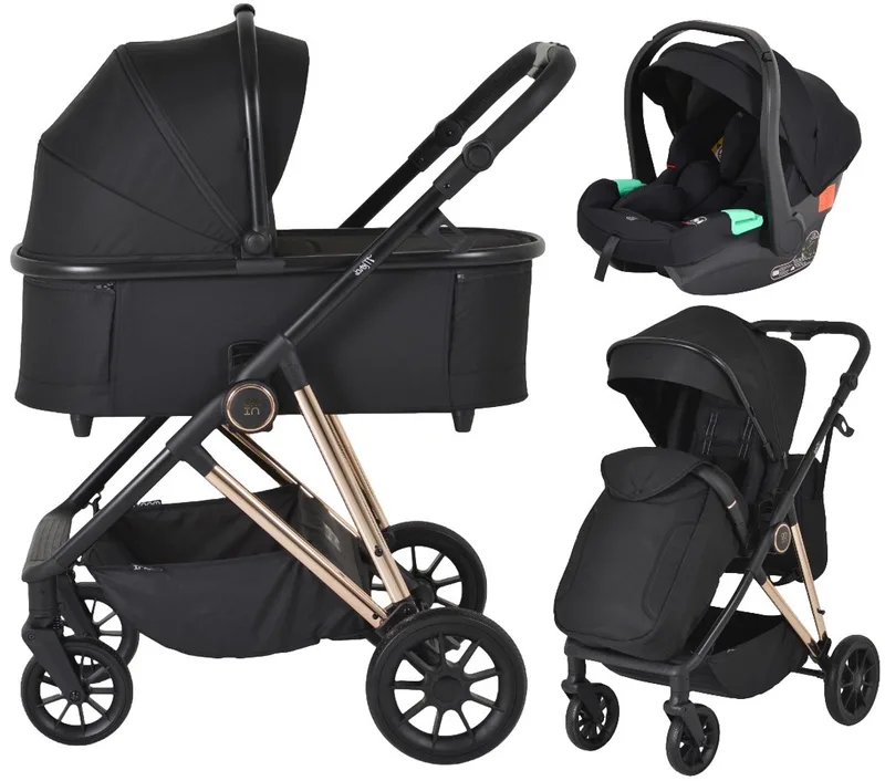 Merci Onyx Black 3-in-1 Kinderwagen met i-Size Autostoel van Moni in Zwart – productfoto