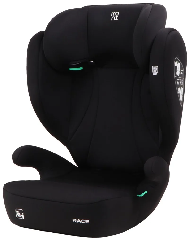 Race Cosmo Black 100-150 cm i-Size Autostoel van Moni in Zwart – productfoto