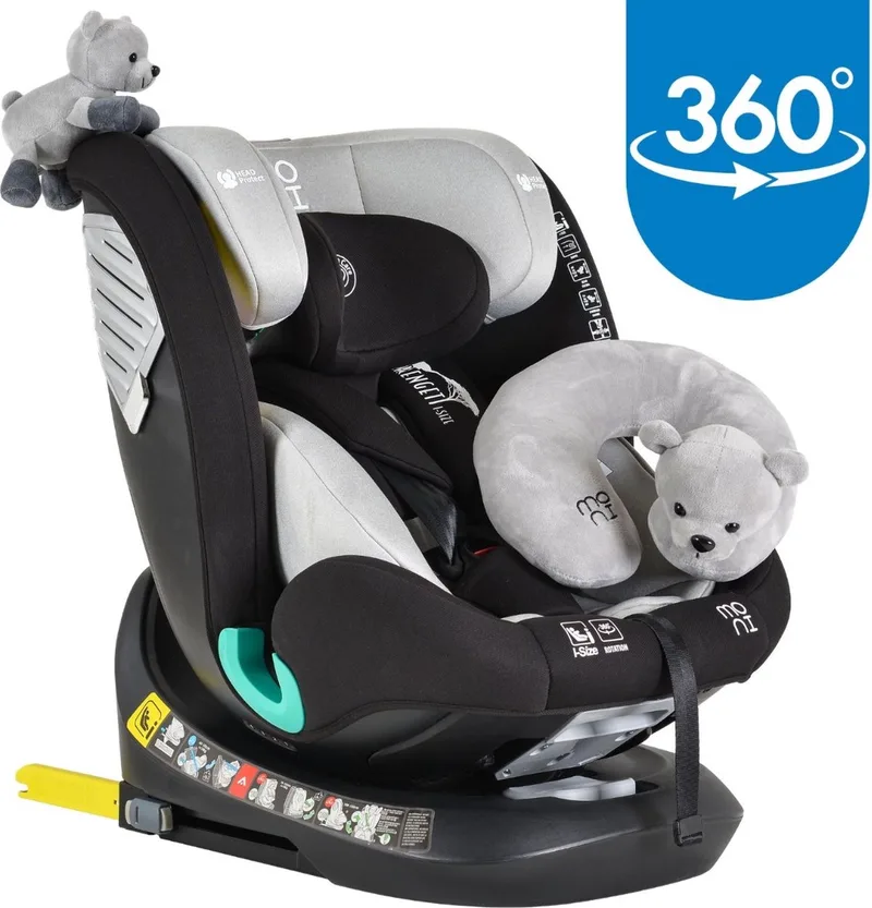 Serengeti Light Grey 40-150 cm i-Size 360° Autostoel van Moni in Zwart, grijs – productfoto