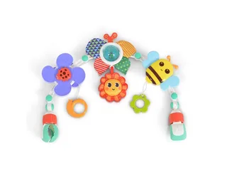 Spielbogen Kinderbett und Kinderwagen, Rassel, Beißring, Motorik, Kühlbeißring, Spielmatte, ab Geburt van Moni in Meerkleurig – productfoto 2 van 3