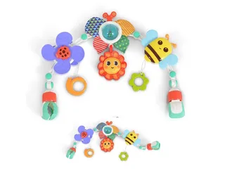 Spielbogen Kinderbett und Kinderwagen, Rassel, Beißring, Motorik, Kühlbeißring, Spielmatte, ab Geburt van Moni in Meerkleurig – productfoto 1 van 3