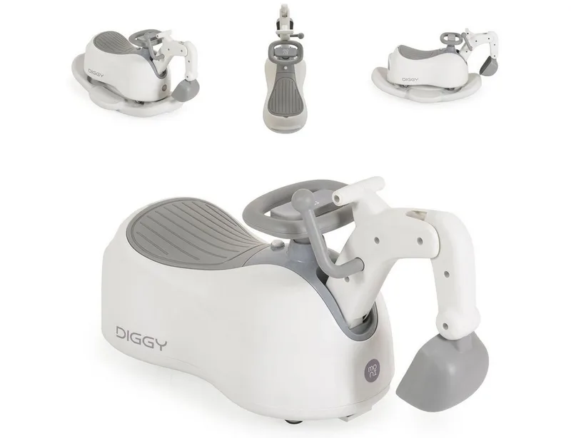 Töpfchen Diggy 4 in 1, Bagger, Schiebeauto, Schaukelspielzeug, Licht, Musik, bis 25 kg de Moni en Blanc – photo produit 1 sur 5