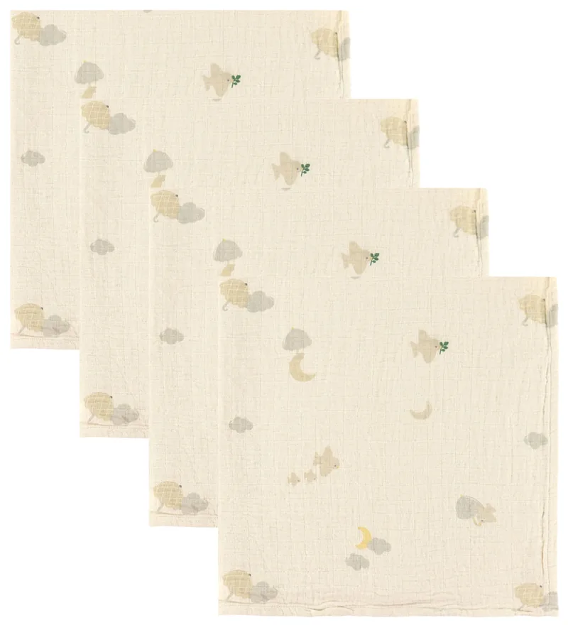 Hydrofiele Doek - Mousseline - 4-pack - Over the Moon N de Moonboon – photo produit