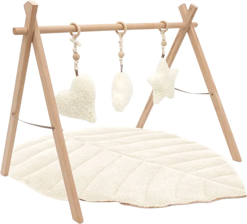 Babygym en Speelkleed MorDesign Leaf Wood Teddy White van MorDesign in Hout – productfoto
