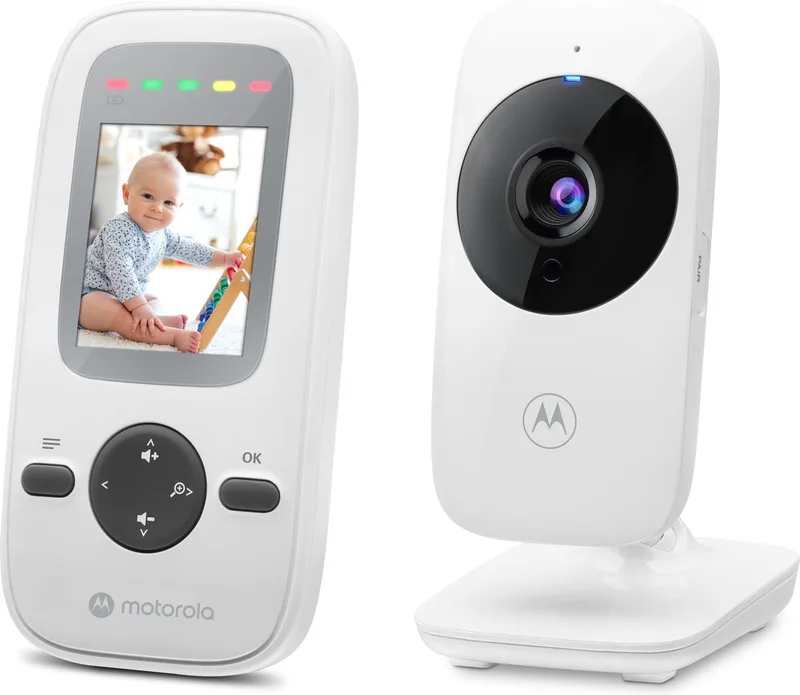Babyfoon met Camera - Baby Monitor VM481 - Baby Camera met – 2,0‑Inch Kleurenscherm – Infrarood Nachtzicht – Digitale Zoom – LED Geluidsindicator – FHSS Connectie - 300M Bereik by Motorola in Wit – product photo