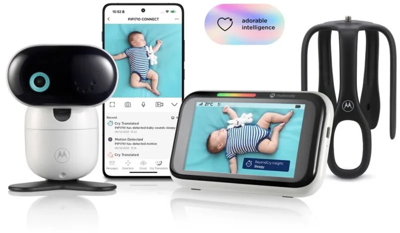 Babyfoon Motorola PIP1710 Connect smart AI videomonitor 5" stargrip de Motorola en Wit – photo produit